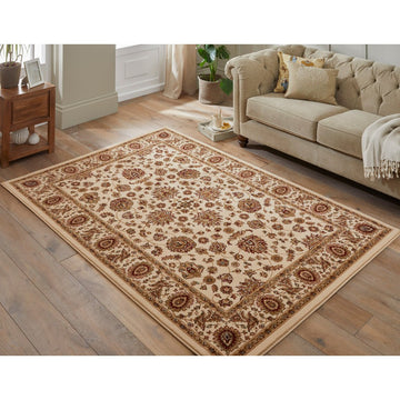 Grand Heritage GH102 Traditional Persian Classic Floral Vine Medallion Border Soft Stain-Resistant Durable Cream/Beige Rug-Concept Looms-Rug Love - The Most Loved Rug Store